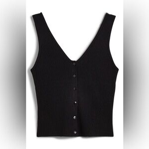 Madewell The Signature Knit Button Front Sweater Tank - Black - Size Small